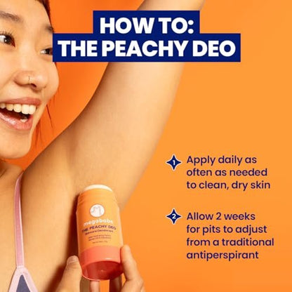 Megababe Skincare Deodorant - The Peachy Deo with 72 Hour Odor Protection, Aluminum-Free, All Natural, 2.6 oz Avelisse