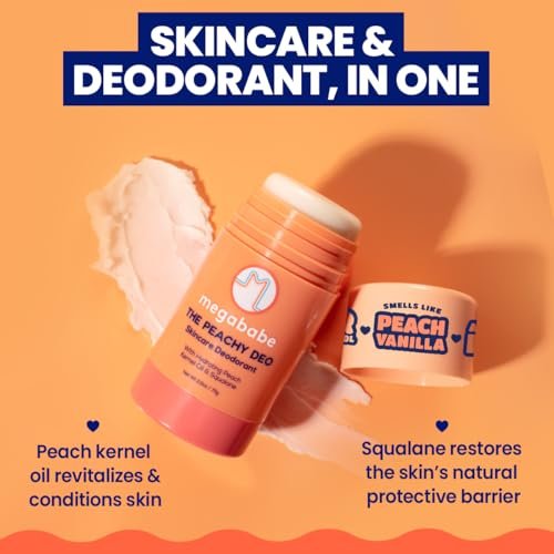 Megababe Skincare Deodorant - The Peachy Deo with 72 Hour Odor Protection, Aluminum-Free, All Natural, 2.6 oz Avelisse