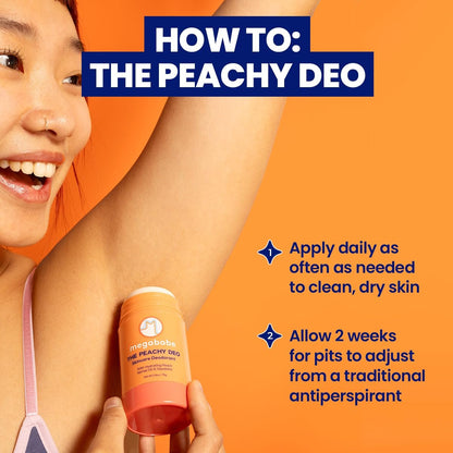 Megababe Skincare Deodorant - The Peachy Deo with 72 Hour Odor Protection, Aluminum-Free, All Natural, 2.6 oz Avelisse
