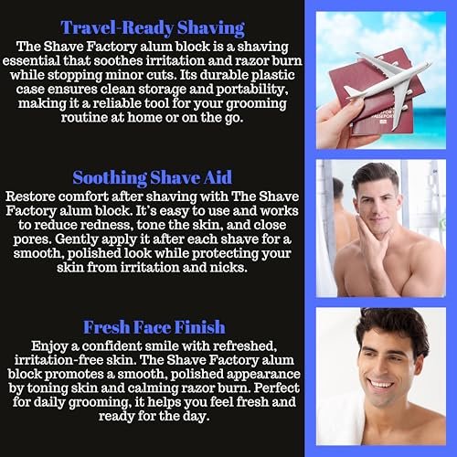 The Shave Factory Alum Block Aftershave Solution for Razor Burn Relief – 3.53 oz (100g) with Plastic Case - görsel 14