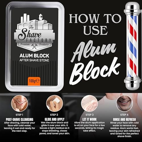 The Shave Factory Alum Block Aftershave Solution for Razor Burn Relief – 3.53 oz (100g) with Plastic Case - görsel 12