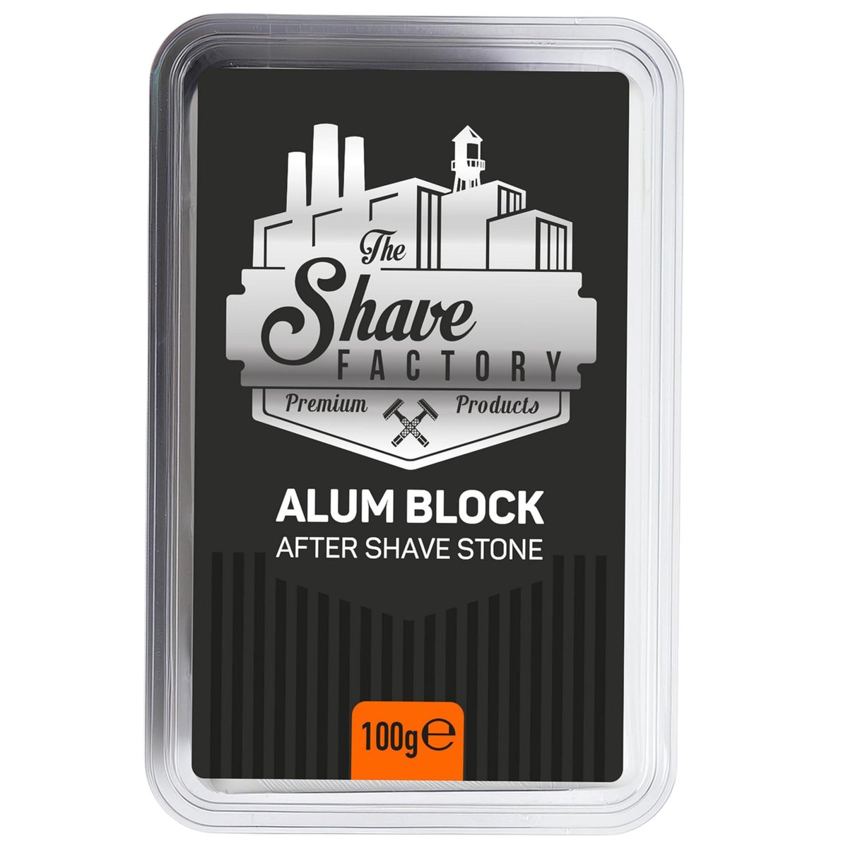 The Shave Factory Alum Block Aftershave Solution for Razor Burn Relief – 3.53 oz (100g) with Plastic Case - görsel 1