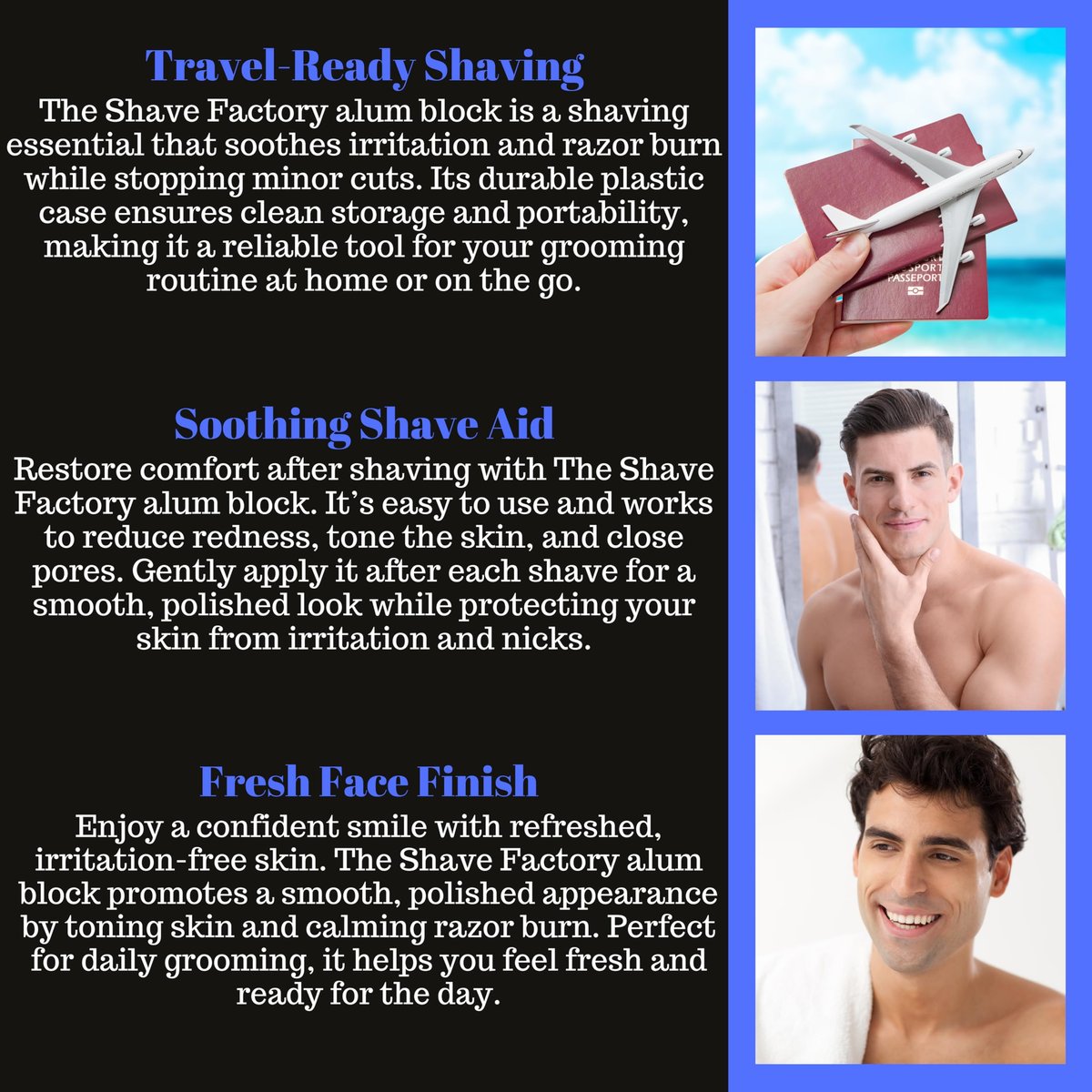 The Shave Factory Alum Block Aftershave Solution for Razor Burn Relief – 3.53 oz (100g) with Plastic Case - görsel 13