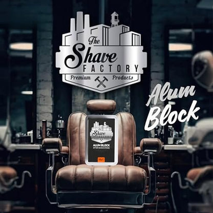 The Shave Factory Alum Block Aftershave Solution for Razor Burn Relief – 3.53 oz (100g) with Plastic Case