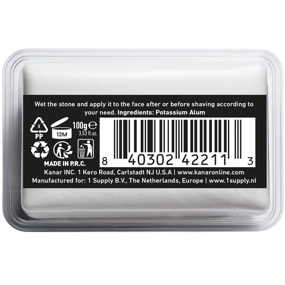 The Shave Factory Alum Block Aftershave Solution for Razor Burn Relief – 3.53 oz (100g) with Plastic Case - görsel 3