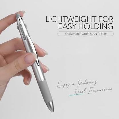 GAOY 4-in-1 Nail Dotting Pen – Manicure Art Tool with Ballpoint Design, Size Marking, and Pressing Head for Painting, Sculpting, Rhinestones DIY & Salon | Silver