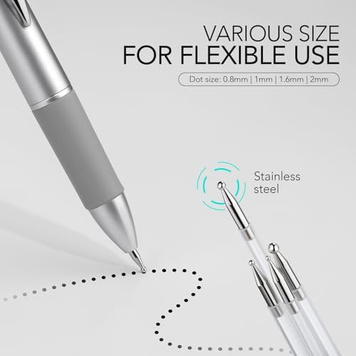 GAOY 4-in-1 Nail Dotting Pen – Manicure Art Tool with Ballpoint Design, Size Marking, and Pressing Head for Painting, Sculpting, Rhinestones DIY & Salon | Silver - görsel 4