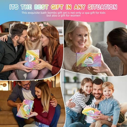 Rainbow Bath Bombs for Kids – Colorful Fizzing Toys with Surprise Colors – Safe & Non-Toxic DIY Bath Time STEM Activity – Gift for Boys & Girls Ages 3-12