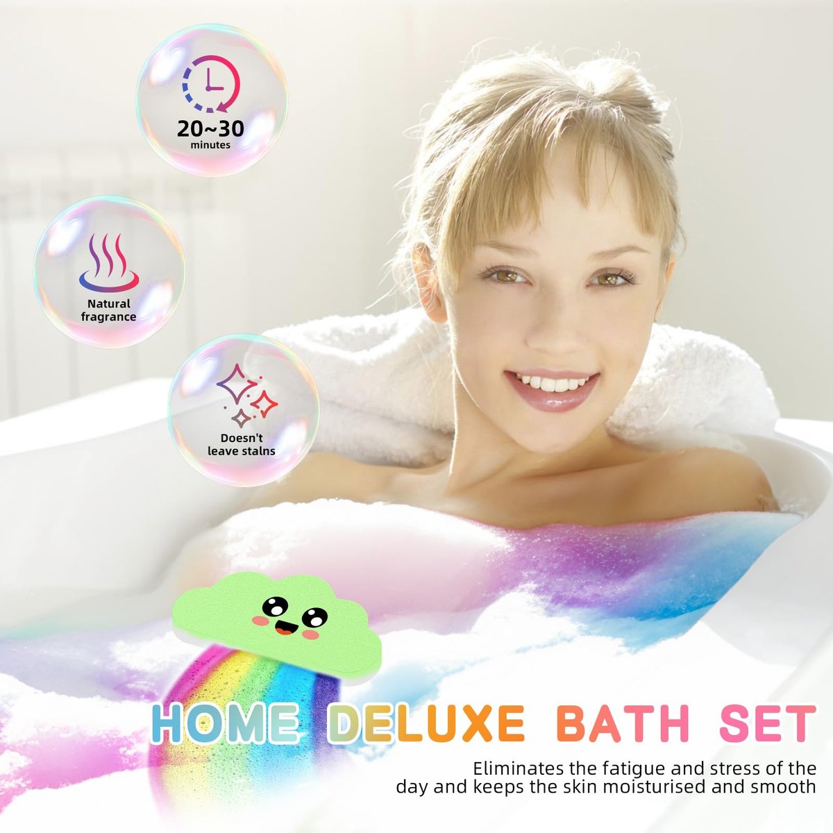 Rainbow Bath Bombs for Kids – Colorful Fizzing Toys with Surprise Colors – Safe & Non-Toxic DIY Bath Time STEM Activity – Gift for Boys & Girls Ages 3-12 - görsel 9