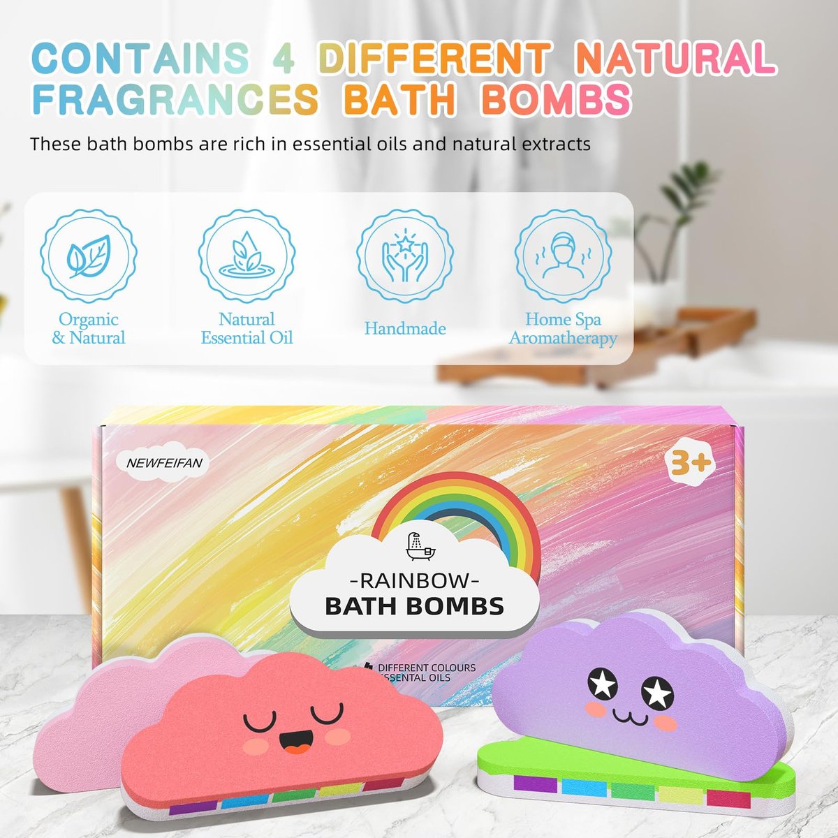Rainbow Bath Bombs for Kids – Colorful Fizzing Toys with Surprise Colors – Safe & Non-Toxic DIY Bath Time STEM Activity – Gift for Boys & Girls Ages 3-12 - görsel 5