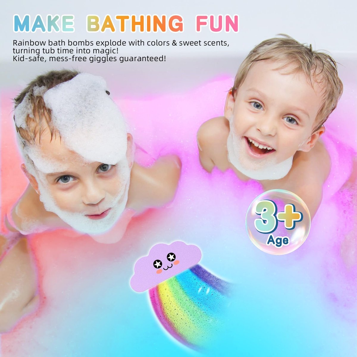 Rainbow Bath Bombs for Kids – Colorful Fizzing Toys with Surprise Colors – Safe & Non-Toxic DIY Bath Time STEM Activity – Gift for Boys & Girls Ages 3-12 - görsel 3