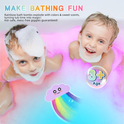 Rainbow Bath Bombs for Kids – Colorful Fizzing Toys with Surprise Colors – Safe & Non-Toxic DIY Bath Time STEM Activity – Gift for Boys & Girls Ages 3-12