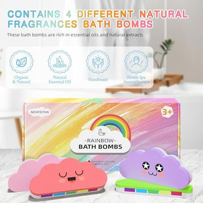 Rainbow Bath Bombs for Kids – Colorful Fizzing Toys with Surprise Colors – Safe & Non-Toxic DIY Bath Time STEM Activity – Gift for Boys & Girls Ages 3-12