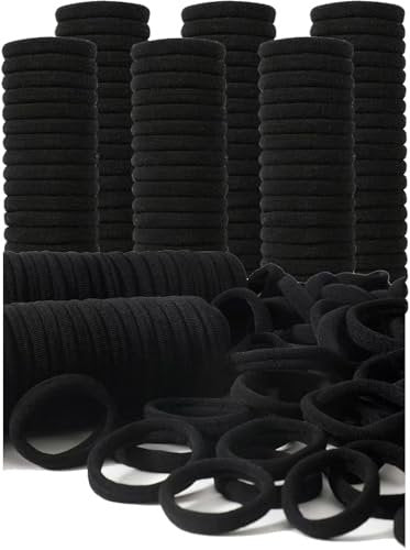 200PCS Black Hair Ties – Seamless, No Damage Elastic Bands for Ponytails, Workouts & Daily Use – Soft Nylon Hair Ties for Thick, Curly, or Fine Hair – Women, Men, Kids, Toddlers - görsel 2