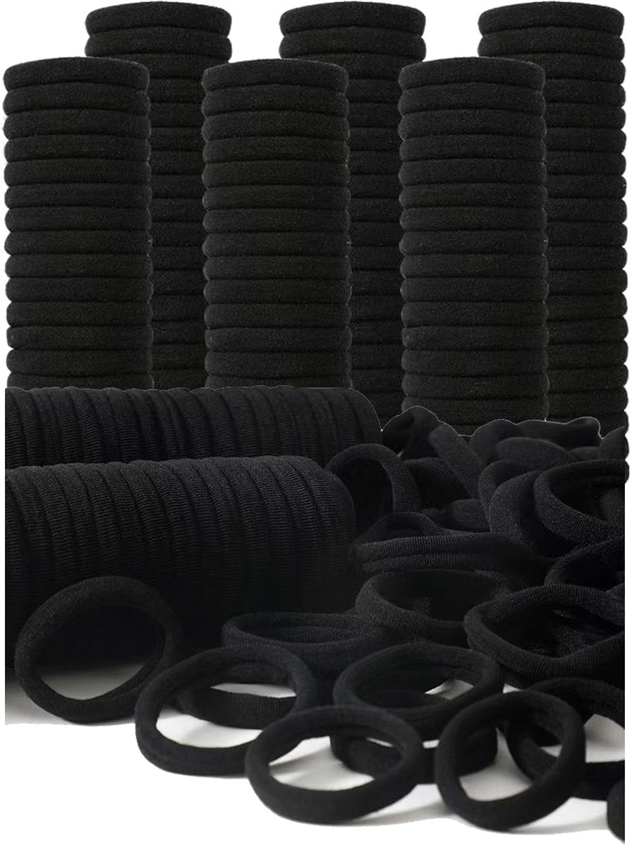 200PCS Black Hair Ties – Seamless, No Damage Elastic Bands for Ponytails, Workouts & Daily Use – Soft Nylon Hair Ties for Thick, Curly, or Fine Hair – Women, Men, Kids, Toddlers - görsel 1