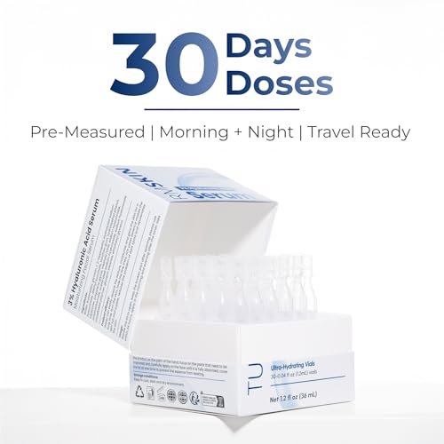 TURMSKIN Hyaluronic Acid Serum Ampoules [Ultra Hydrating Vials] – 3% Hyaluron Booster for Glass Skin & Anti-Aging – 24-Hour Hydration – Triple Hyaluronic Complex for Face Skin Repair & Renew Avelisse
