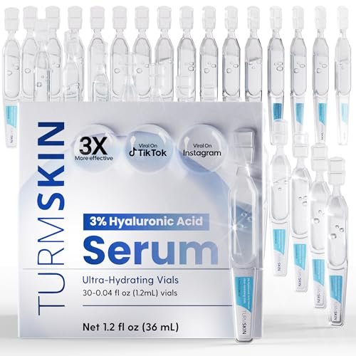 TURMSKIN Hyaluronic Acid Serum Ampoules [Ultra Hydrating Vials] – 3% Hyaluron Booster for Glass Skin & Anti-Aging – 24-Hour Hydration – Triple Hyaluronic Complex for Face Skin Repair & Renew Avelisse