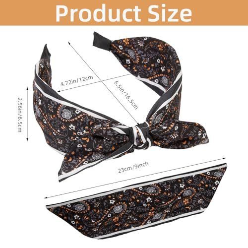 AIBFRID 3-Piece Boho Bow Headbands Set – Wide Knotted Non-Slip Floral Hairbands for Women and Girls (Black, Blue, Beige) - görsel 4