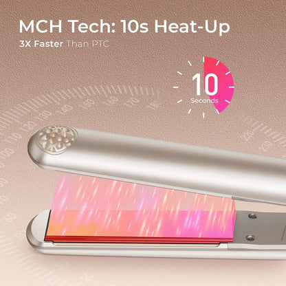 TYMO Titanium Flat Iron Hair Straightener - 1 Inch Professional Travel Straightener with 10s Heat Up, 32 Temperature Settings, Dual Voltage & LED Display Avelisse