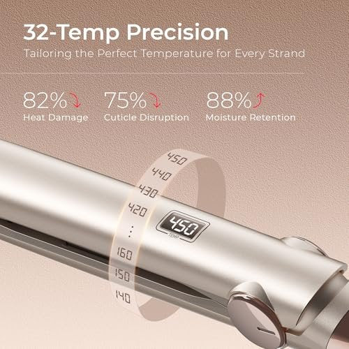 TYMO Titanium Flat Iron Hair Straightener - 1 Inch Professional Travel Straightener with 10s Heat Up, 32 Temperature Settings, Dual Voltage & LED Display Avelisse