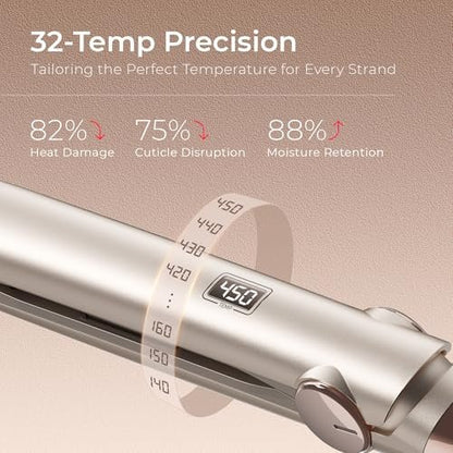 TYMO Titanium Flat Iron Hair Straightener - 1 Inch Professional Travel Straightener with 10s Heat Up, 32 Temperature Settings, Dual Voltage & LED Display Avelisse