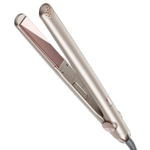TYMO Titanium Flat Iron Hair Straightener - 1 Inch Professional Travel Straightener with 10s Heat Up, 32 Temperature Settings, Dual Voltage & LED Display Avelisse