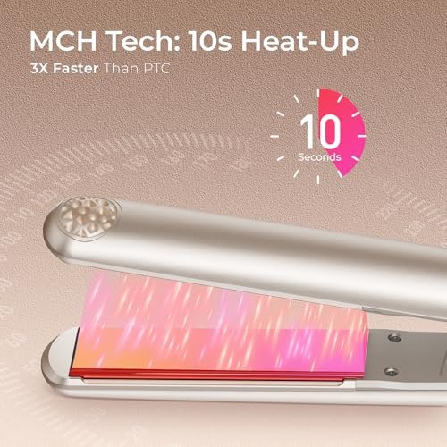 TYMO Titanium Flat Iron Hair Straightener - 1 Inch Professional Travel Straightener with 10s Heat Up, 32 Temperature Settings, Dual Voltage & LED Display Avelisse
