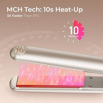 TYMO Titanium Flat Iron Hair Straightener - 1 Inch Professional Travel Straightener with 10s Heat Up, 32 Temperature Settings, Dual Voltage & LED Display Avelisse