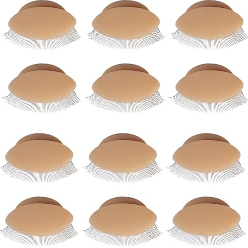 RONYOUNG 12PCS Replacement Eyelids for Mannequin Head – Removable Realistic Silicone Eyelids with Eyelashes for Eyelash Training Practice & Makeup Eyelash Extensions (Tan) - görsel 2