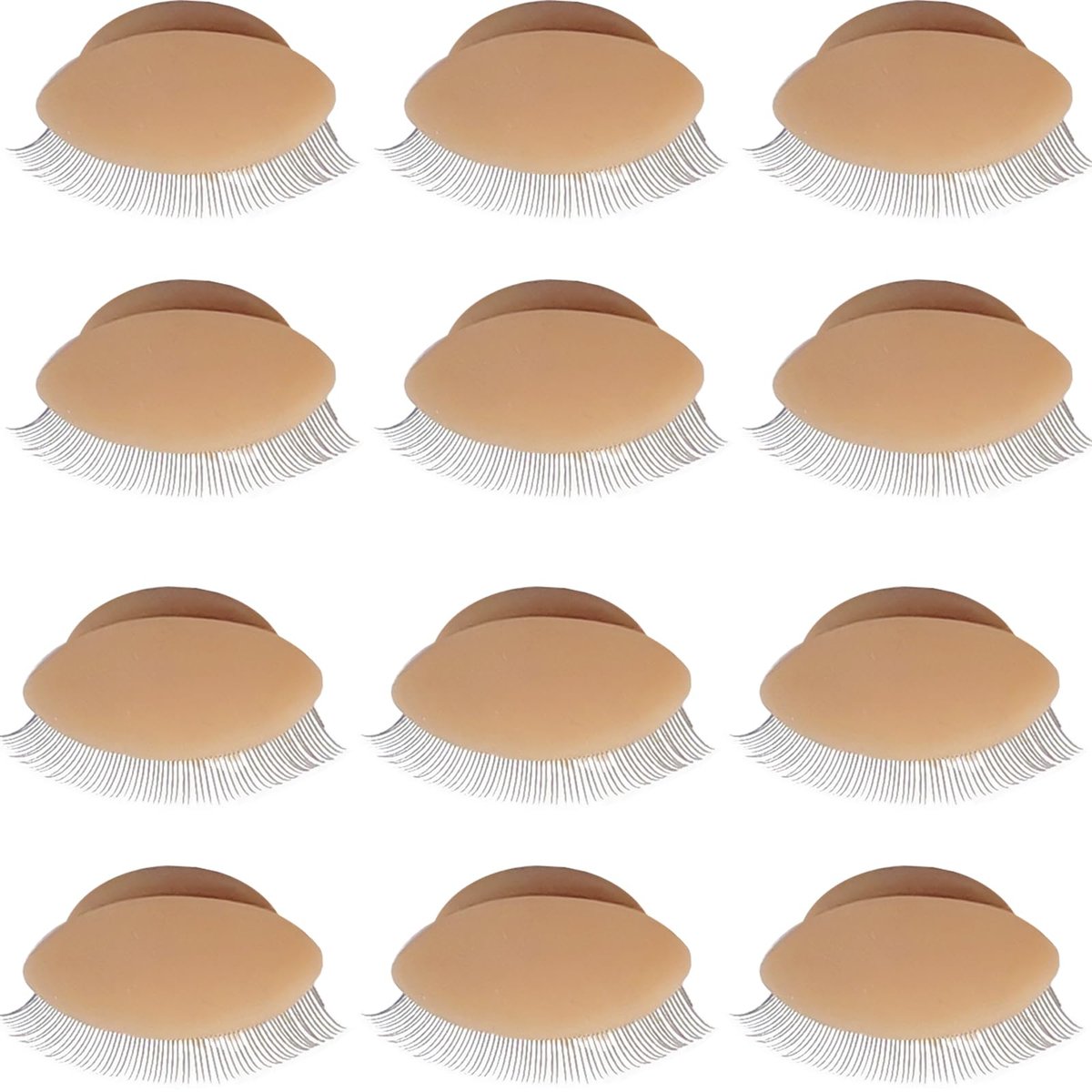 RONYOUNG 12PCS Replacement Eyelids for Mannequin Head – Removable Realistic Silicone Eyelids with Eyelashes for Eyelash Training Practice & Makeup Eyelash Extensions (Tan) - görsel 1