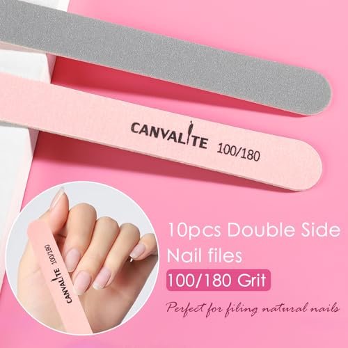 CANVALITE Nail Files and Buffers Set - 14pcs Manicure Kit for Natural Nail Care, Shapes, Smooths, and Shines with 100/180 Grit Emery Boards and Polishing Buffing Block - görsel 10
