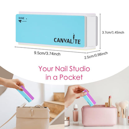 CANVALITE Nail Files and Buffers Set - 14pcs Manicure Kit for Natural Nail Care, Shapes, Smooths, and Shines with 100/180 Grit Emery Boards and Polishing Buffing Block