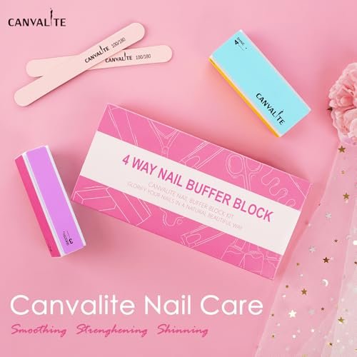 CANVALITE Nail Files and Buffers Set - 14pcs Manicure Kit for Natural Nail Care, Shapes, Smooths, and Shines with 100/180 Grit Emery Boards and Polishing Buffing Block - görsel 16