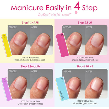 CANVALITE Nail Files and Buffers Set - 14pcs Manicure Kit for Natural Nail Care, Shapes, Smooths, and Shines with 100/180 Grit Emery Boards and Polishing Buffing Block