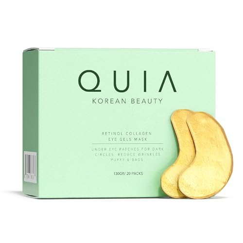 QUIA Hydrogel Eye Patches with Collagen – Depuff, Smooth Fine Lines & Hydrate in 15 Minutes – No-Slip, Soothing Formula – 20 Pairs for All Skin Types Avelisse