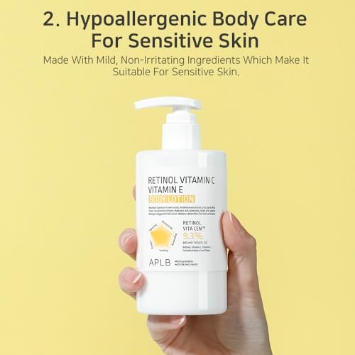 APLB Retinol Vitamin C Vitamin E Body Lotion - RETINOL VITA CEN™ 9.3% - Korean Skincare for Long-Lasting Hydration, Wrinkle Care, and Improved Skin Texture - 10.14 Fl Oz - görsel 16