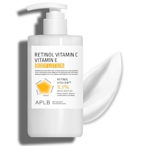 APLB Retinol Vitamin C Vitamin E Body Lotion - RETINOL VITA CEN™ 9.3% - Korean Skincare for Long-Lasting Hydration, Wrinkle Care, and Improved Skin Texture - 10.14 Fl Oz - görsel 2