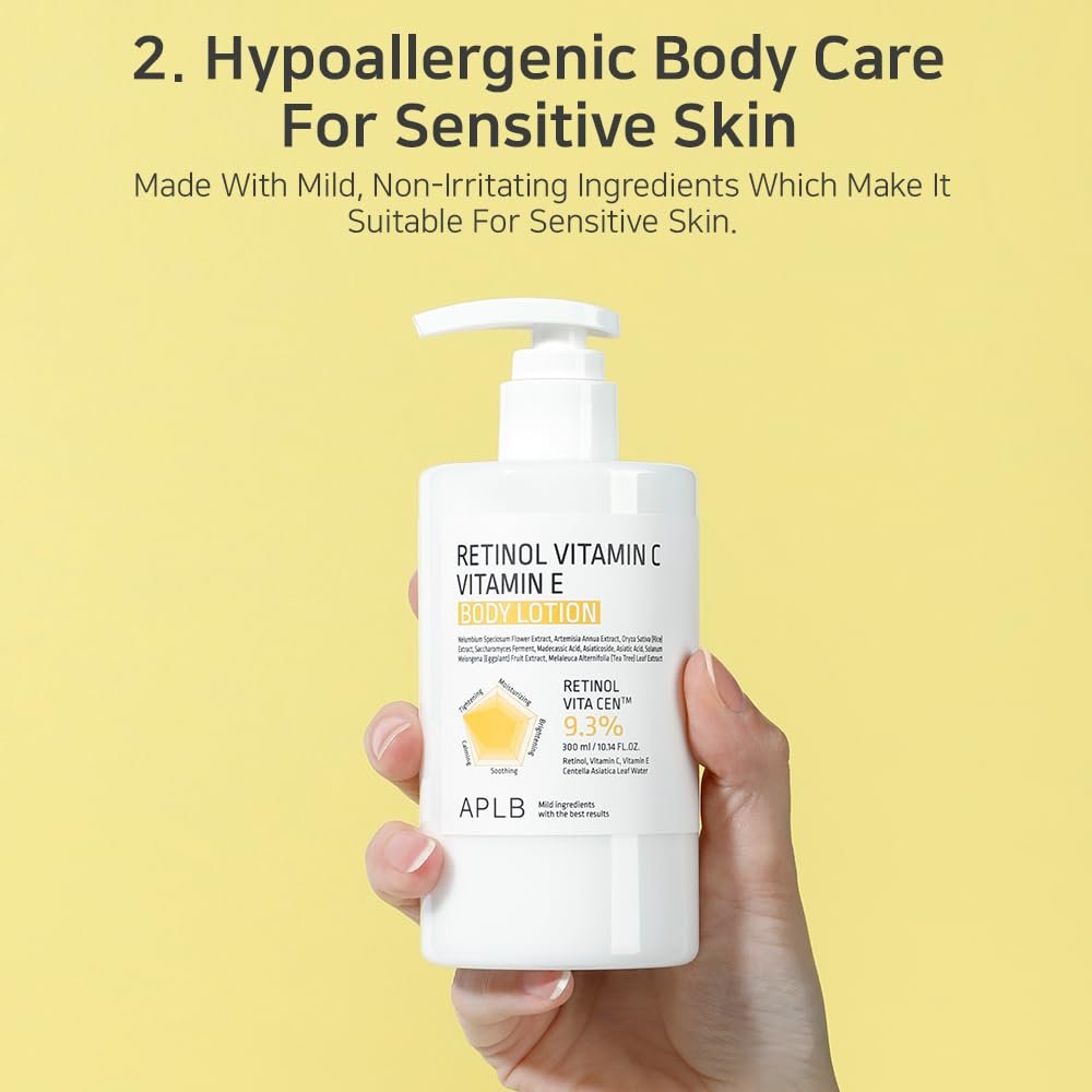 APLB Retinol Vitamin C Vitamin E Body Lotion - RETINOL VITA CEN™ 9.3% - Korean Skincare for Long-Lasting Hydration, Wrinkle Care, and Improved Skin Texture - 10.14 Fl Oz - görsel 15