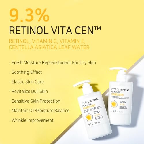 APLB Retinol Vitamin C Vitamin E Body Lotion - RETINOL VITA CEN™ 9.3% - Korean Skincare for Long-Lasting Hydration, Wrinkle Care, and Improved Skin Texture - 10.14 Fl Oz - görsel 6