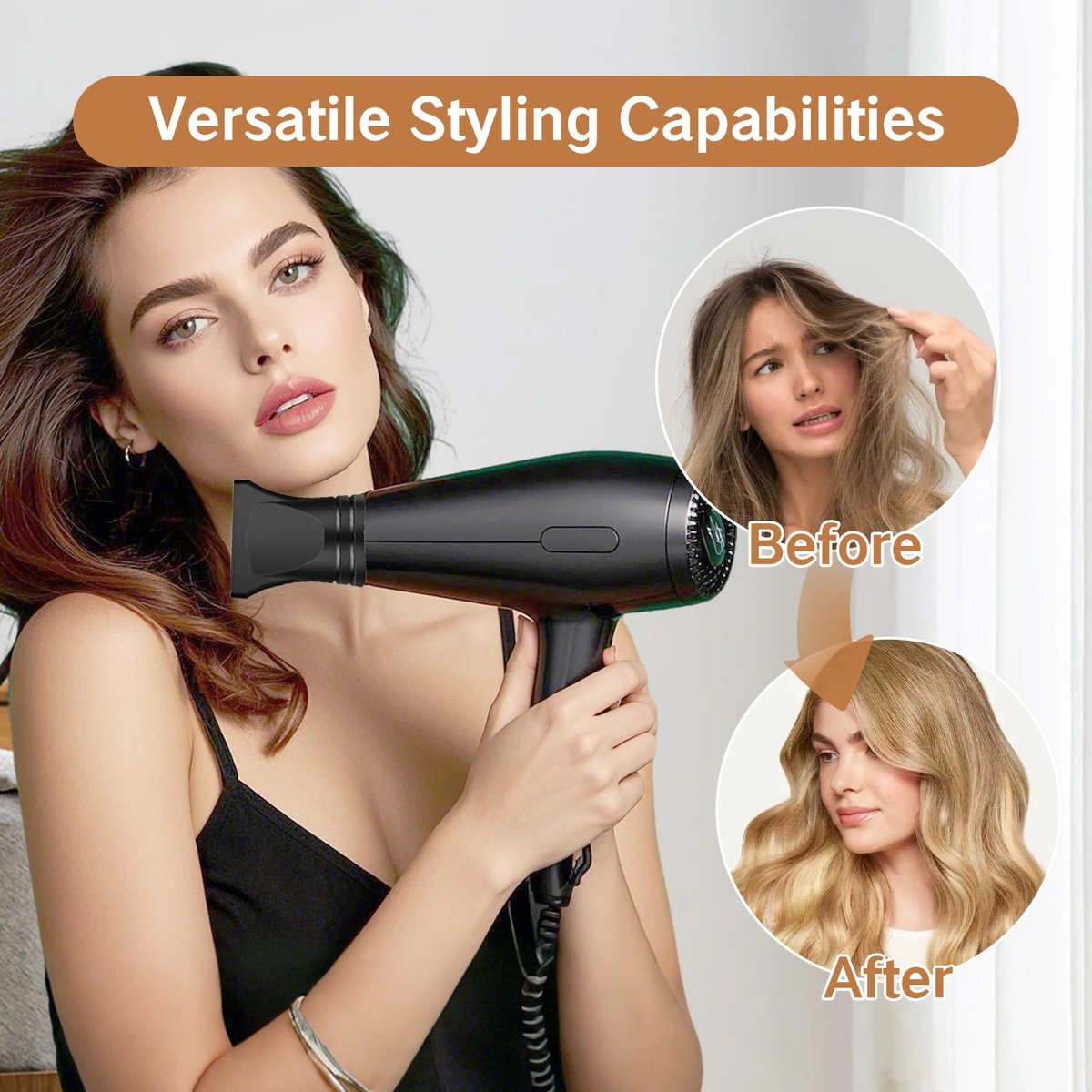 Universal Hair Dryer Concentrator Nozzle Attachment - Black Plastic Blower Nozzle for 4.2-4.6cm Diameter Dryers - görsel 9