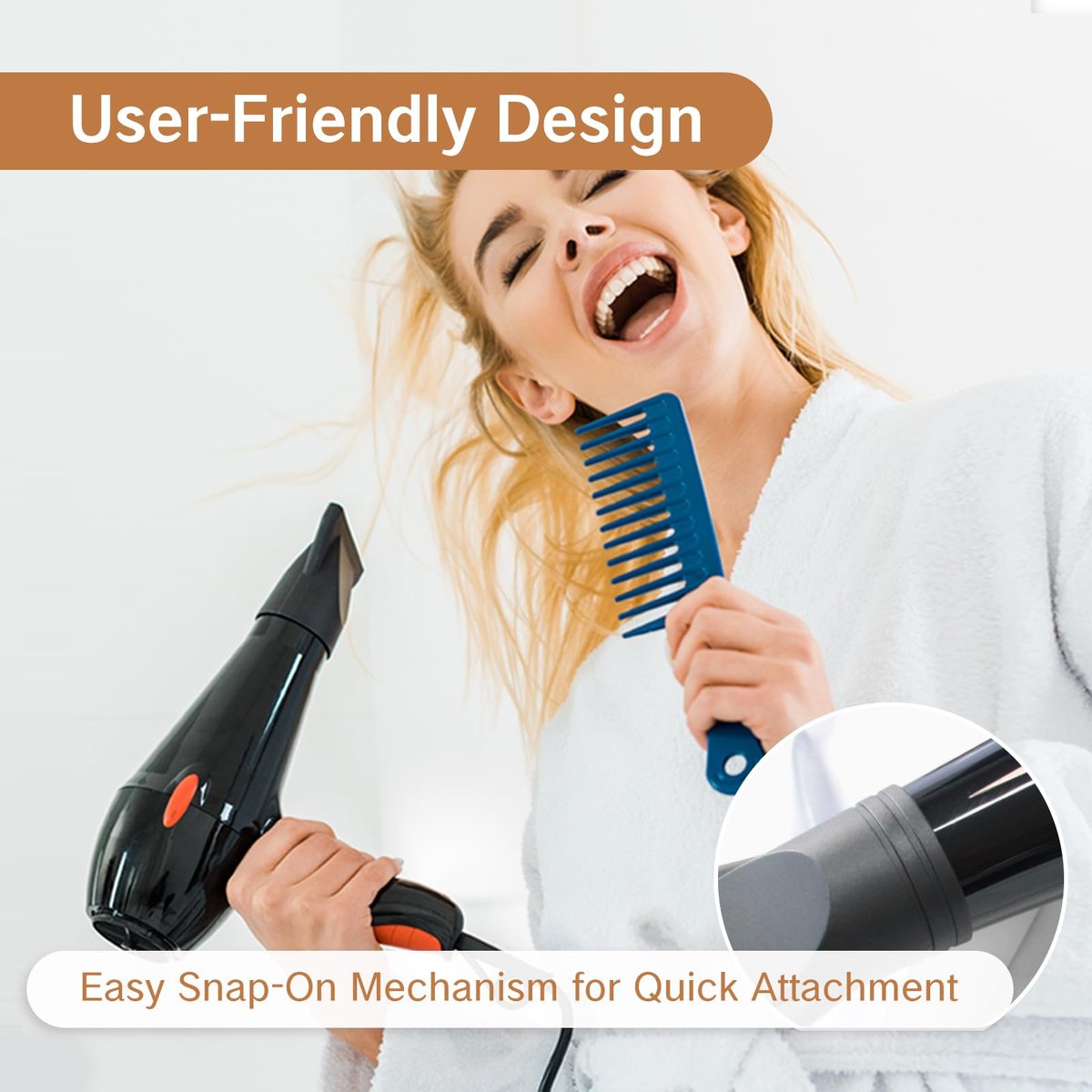 Universal Hair Dryer Concentrator Nozzle Attachment - Black Plastic Blower Nozzle for 4.2-4.6cm Diameter Dryers - görsel 11