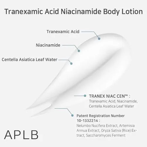 APLB Tranexamic Acid Niacinamide Body Lotion | TRANEX NIAC CEN™ 16.0% | Korean Skincare for Brightening & Hydration (10.14 fl oz) Avelisse
