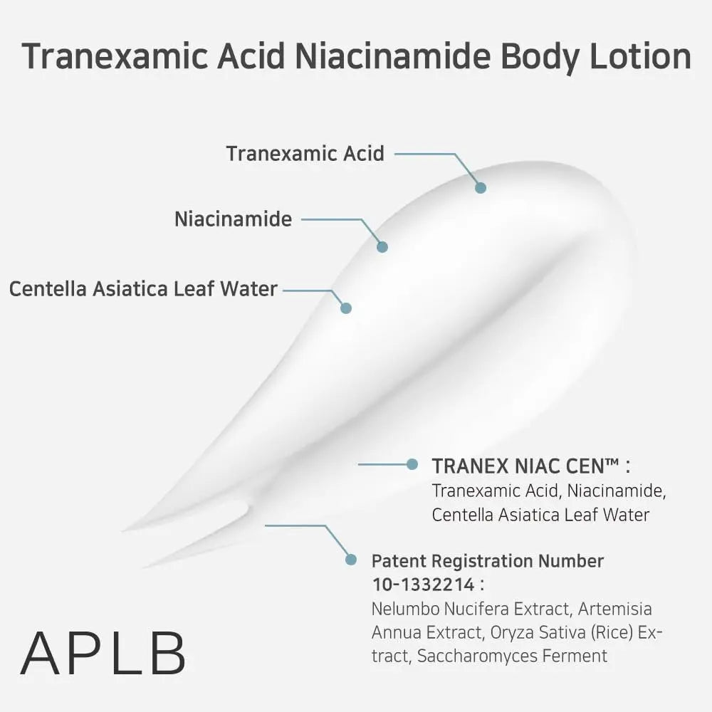 APLB Tranexamic Acid Niacinamide Body Lotion | TRANEX NIAC CEN™ 16.0% | Korean Skincare for Brightening & Hydration (10.14 fl oz) Avelisse