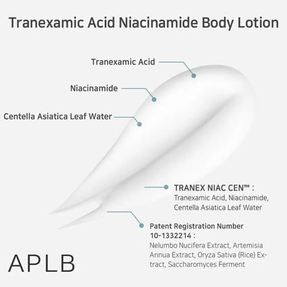 APLB Tranexamic Acid Niacinamide Body Lotion | TRANEX NIAC CEN™ 16.0% | Korean Skincare for Brightening & Hydration (10.14 fl oz) Avelisse