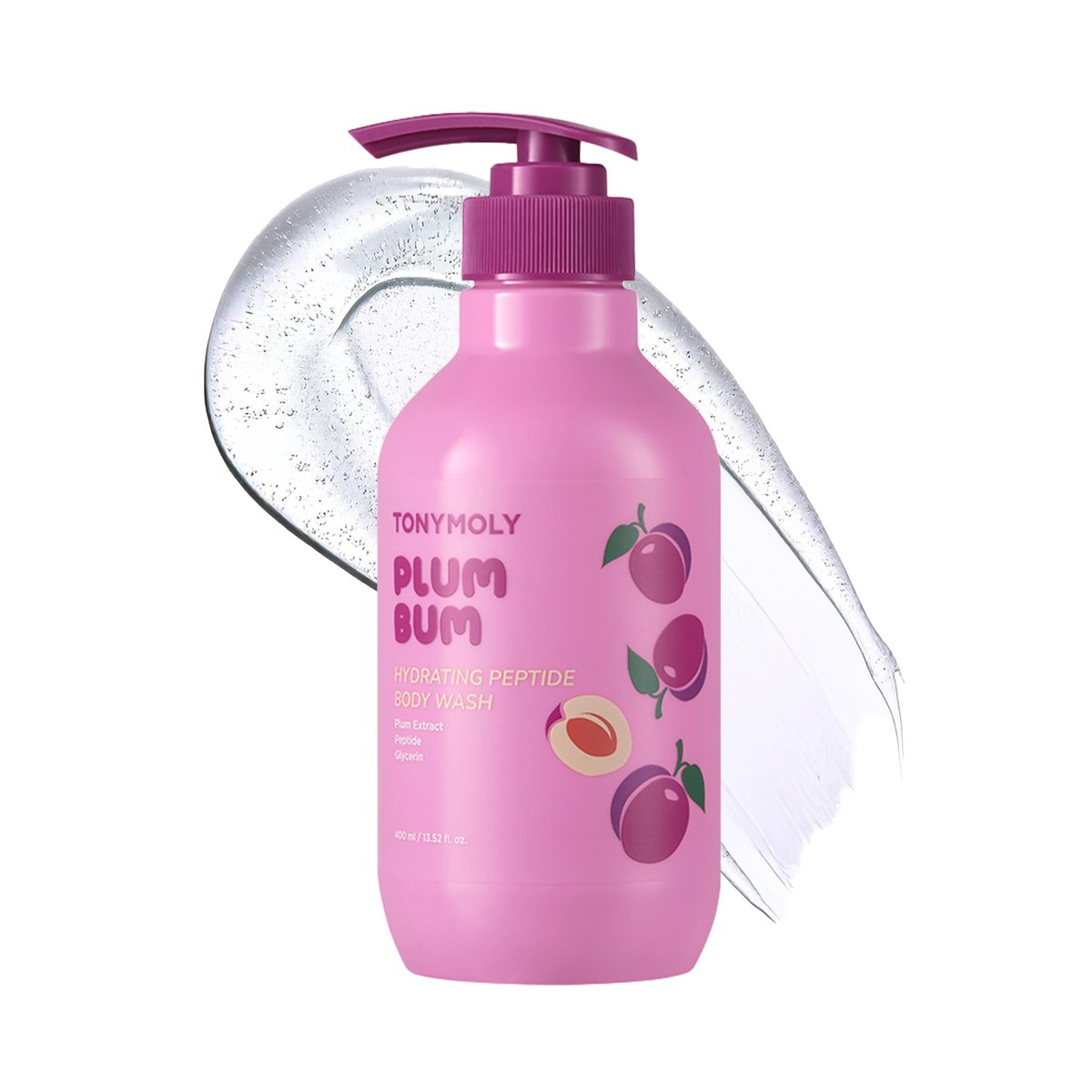 TONYMOLY Plum Bum Peptide Hydrating Body Wash – Moisturizing & Nourishing Cleanser with Plum Extract, Peptides & Glycerin – Gentle Korean Body Wash for Soft, Smooth, Radiant Skin, 13.5 fl oz Avelisse