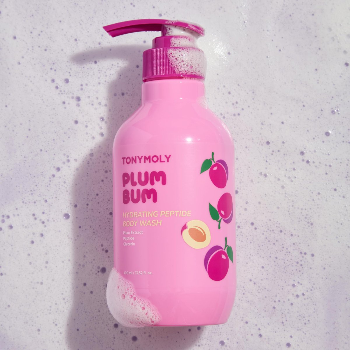 TONYMOLY Plum Bum Peptide Hydrating Body Wash – Moisturizing & Nourishing Cleanser with Plum Extract, Peptides & Glycerin – Gentle Korean Body Wash for Soft, Smooth, Radiant Skin, 13.5 fl oz Avelisse