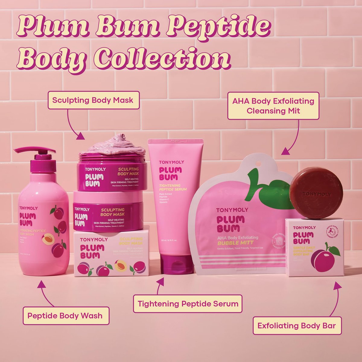 TONYMOLY Plum Bum Peptide Hydrating Body Wash – Moisturizing & Nourishing Cleanser with Plum Extract, Peptides & Glycerin – Gentle Korean Body Wash for Soft, Smooth, Radiant Skin, 13.5 fl oz Avelisse