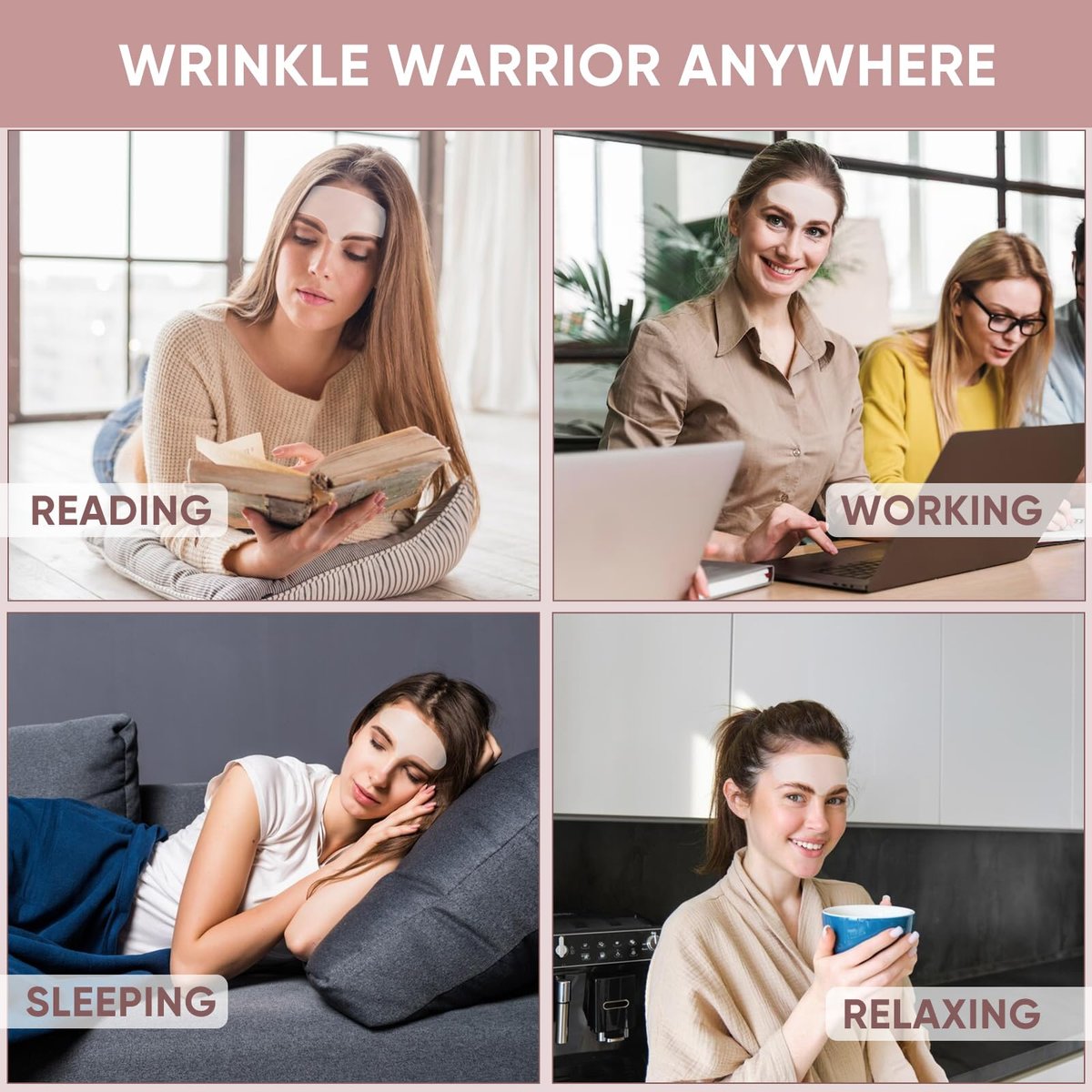 Chialing Forehead Wrinkle Patches – Reusable Overnight Smoothing Silicone Tape with Lavender Oil, Reduce Fine Lines & Prevent Creases, Non-Invasive Facial Pads, Pack of 4 Avelisse
