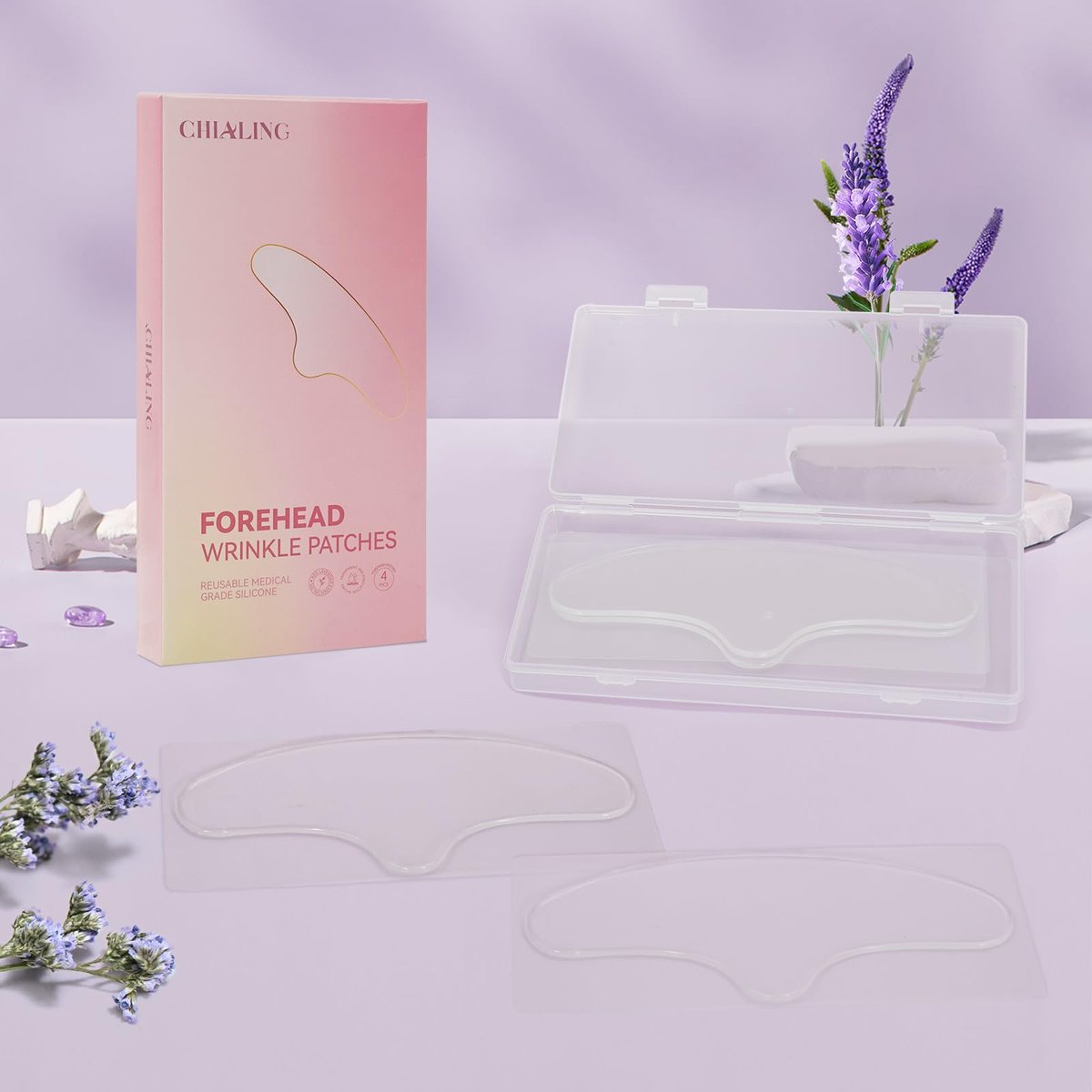 Chialing Forehead Wrinkle Patches – Reusable Overnight Smoothing Silicone Tape with Lavender Oil, Reduce Fine Lines & Prevent Creases, Non-Invasive Facial Pads, Pack of 4 Avelisse