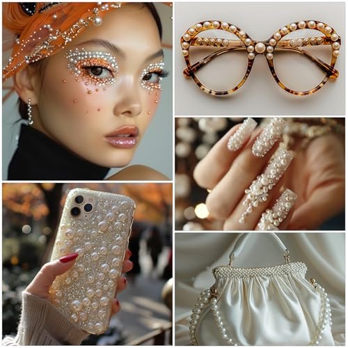 1982 Pcs Self-Adhesive Pearl Stickers - White Acrylic Pearl Gems for Crafts, Face, Hair, Makeup, Nail Art - görsel 8
